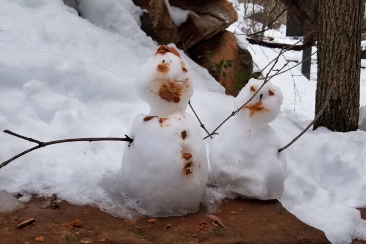 Snowmen at Zion National Park.